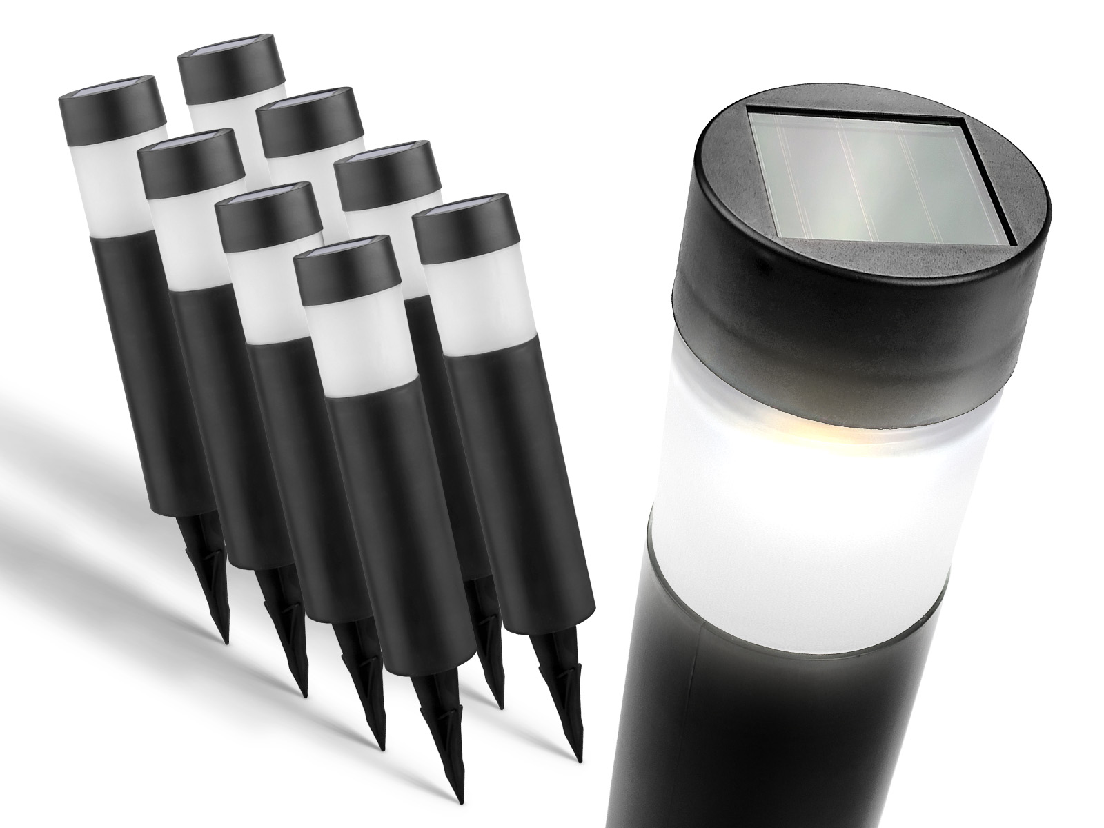 4x Słupek ogrodowy Solar LED AURORA ROUND 4000K IP44